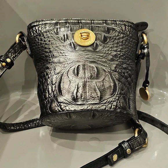 BRAHMIN Silvery Black Bucket Bag - Picture 6 of 12